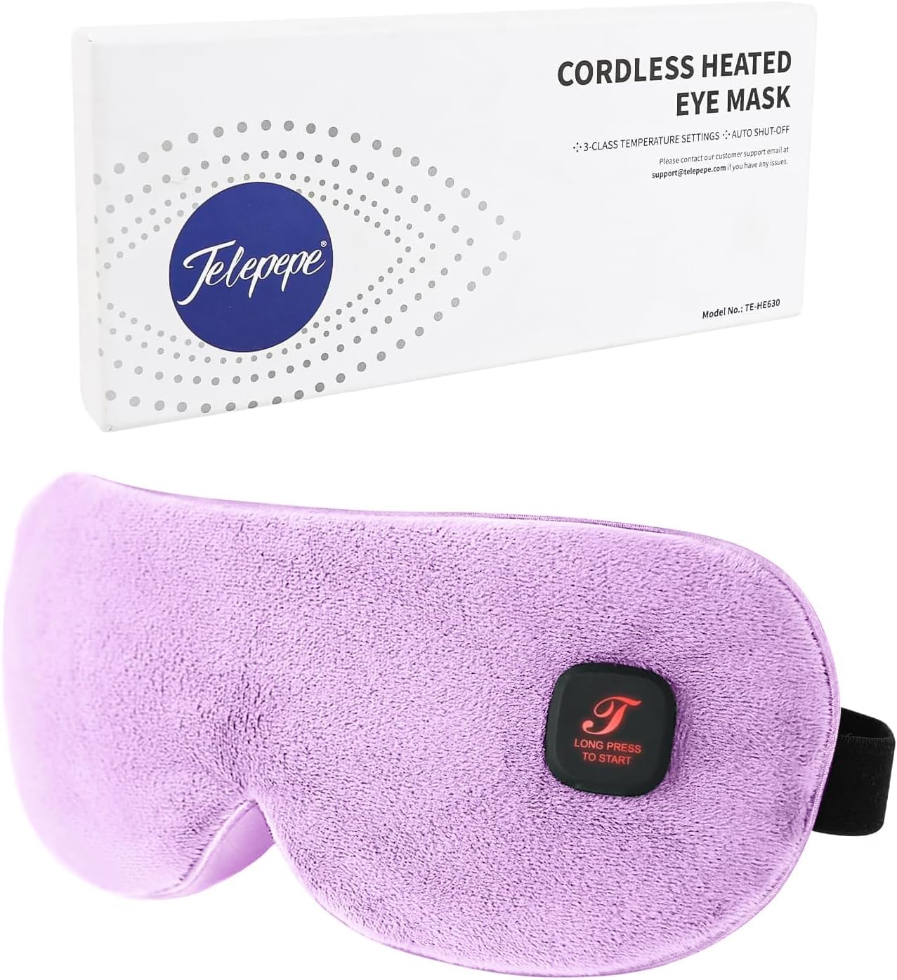 Heated Eye Mask, Cordless Warm Eye Compress for Dry Eyes Blepharitis, Light Blocking Heat Eye Mask for Men Women, 1000mAh Rechargeable Battery and Washable Cover (Black)