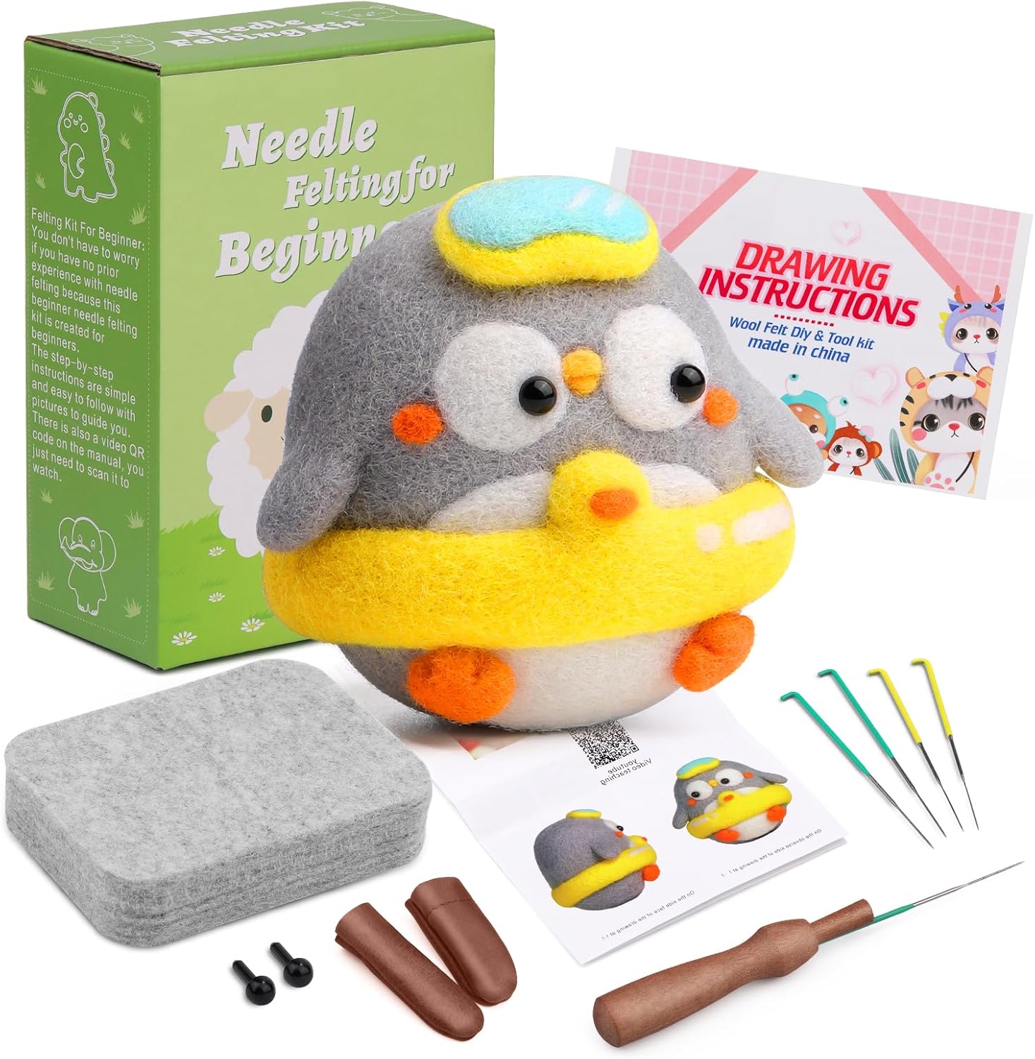 FTEVEN Needle Felting Kit Penguin, Needle Felting Kit for