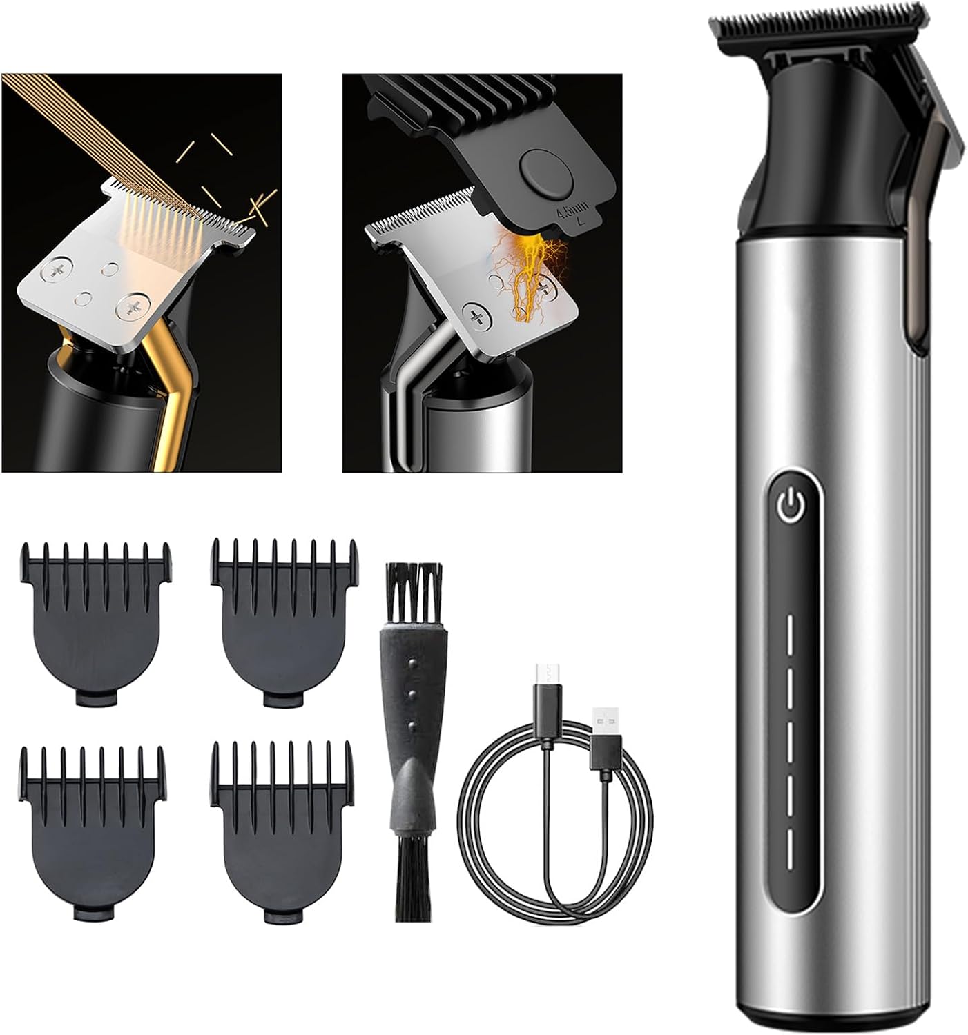 Beard Trimmer for Men,Professional Electric Hair Clippers,Cordless Barber Hair Cutting,USB Rechargeable T Liners Shavers Edgers Haircut Trimmers,4 Guide Combs,Men's Gifts