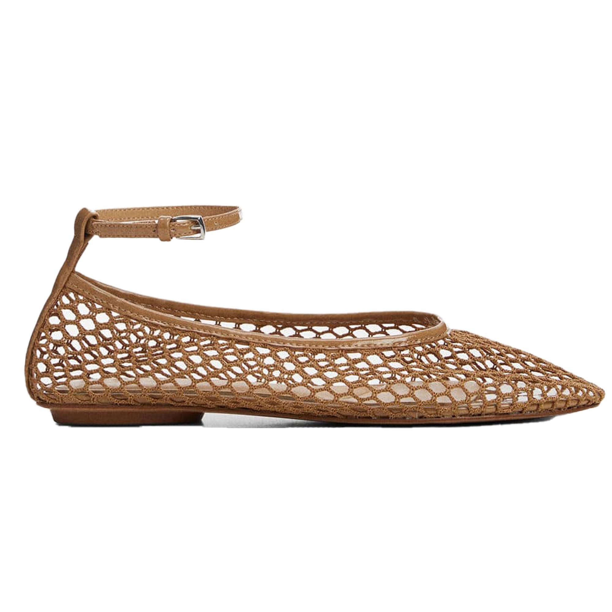 Molozoey Mesh Ankle Strap Flats for Women Round Toe Ballet Flats...