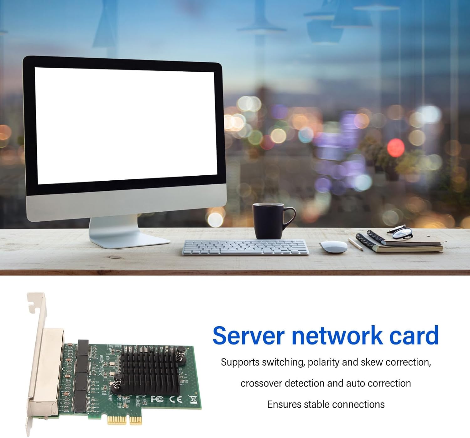 NA8111 T4 4-Port Gigabit Ethernet PCIe X1 Network Interface Card RTL8111 Chip, Server Network Card for, Stable Connection, Low Power Consumption, Multi System