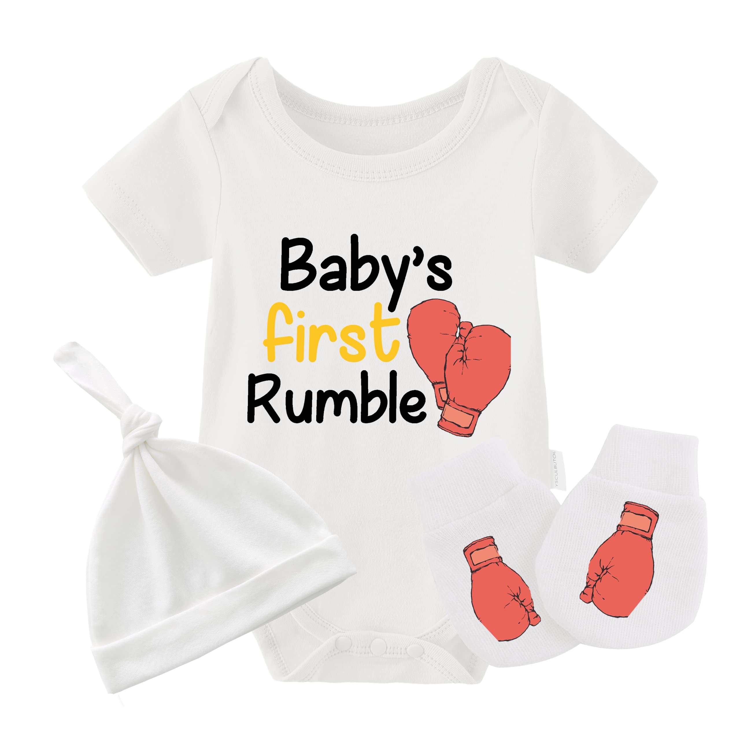 YSCULBUTOL Twins Bodysuits - Baby First Rumble Infant Clothes Unisex Twin Romper Outfits With Hat