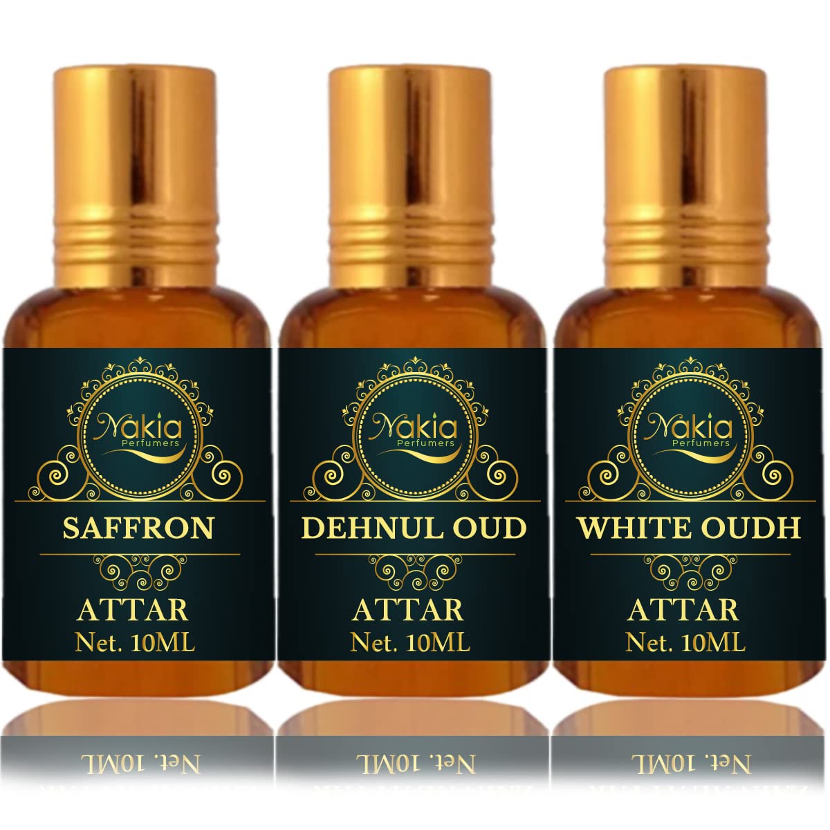 Nakia Saffron Attar, Dehnul Oud & White Oud Attar Pack 10ml*3