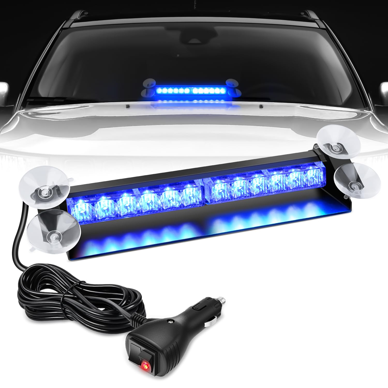 Nilight 12LED Traffic Advisor Strobe Light Bar Blue Hazard Safety