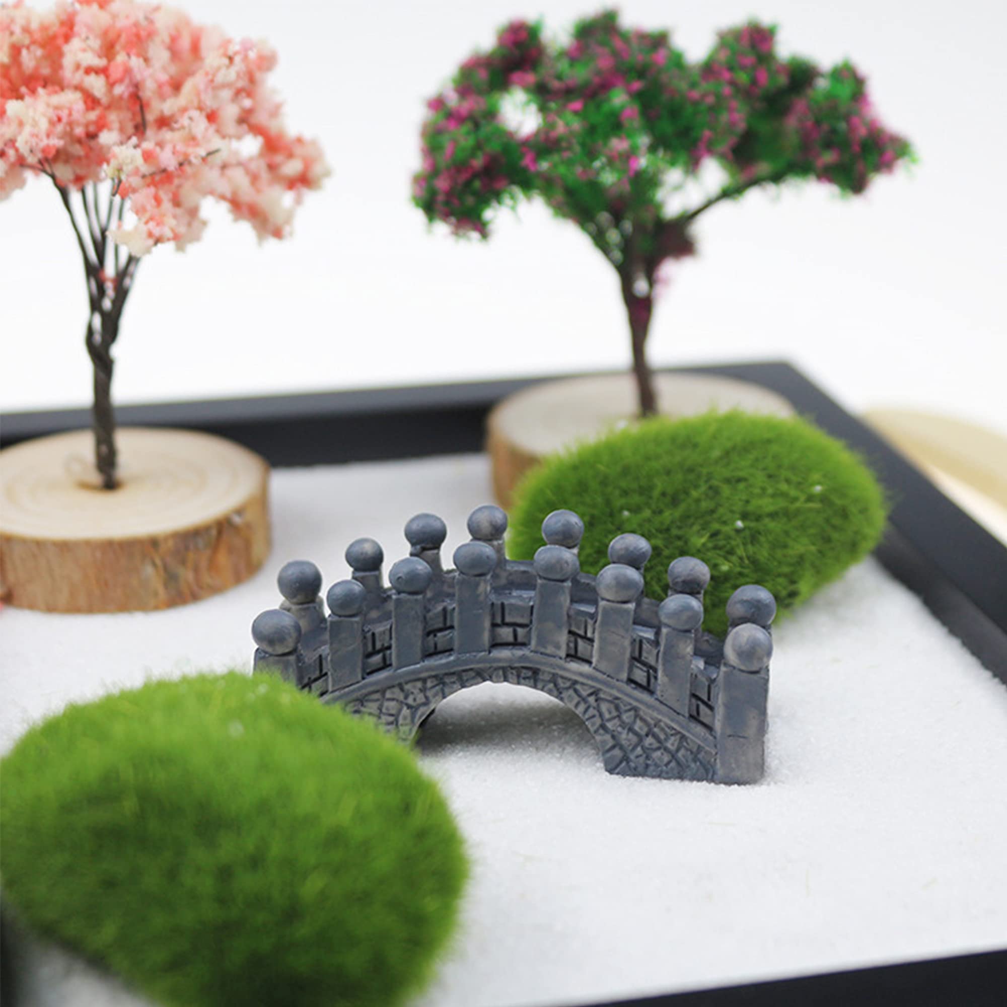 SUQ Zen zestaw akcesoriów ogrodowych, akcesoria dekoracyjne do ogrodu wróżek, miniaturowa dekoracja do ogrodu, statuetki ogrodowe, mini figurka z żywicy, DIY ornamenty, figurki mikro krajobraz bonsai,