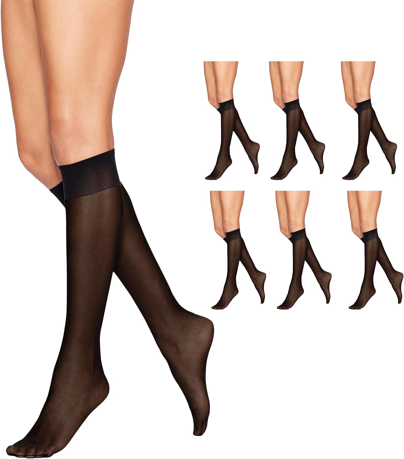 Hanes Alive Women's Full Support Sheer Toe Knee High Stockings