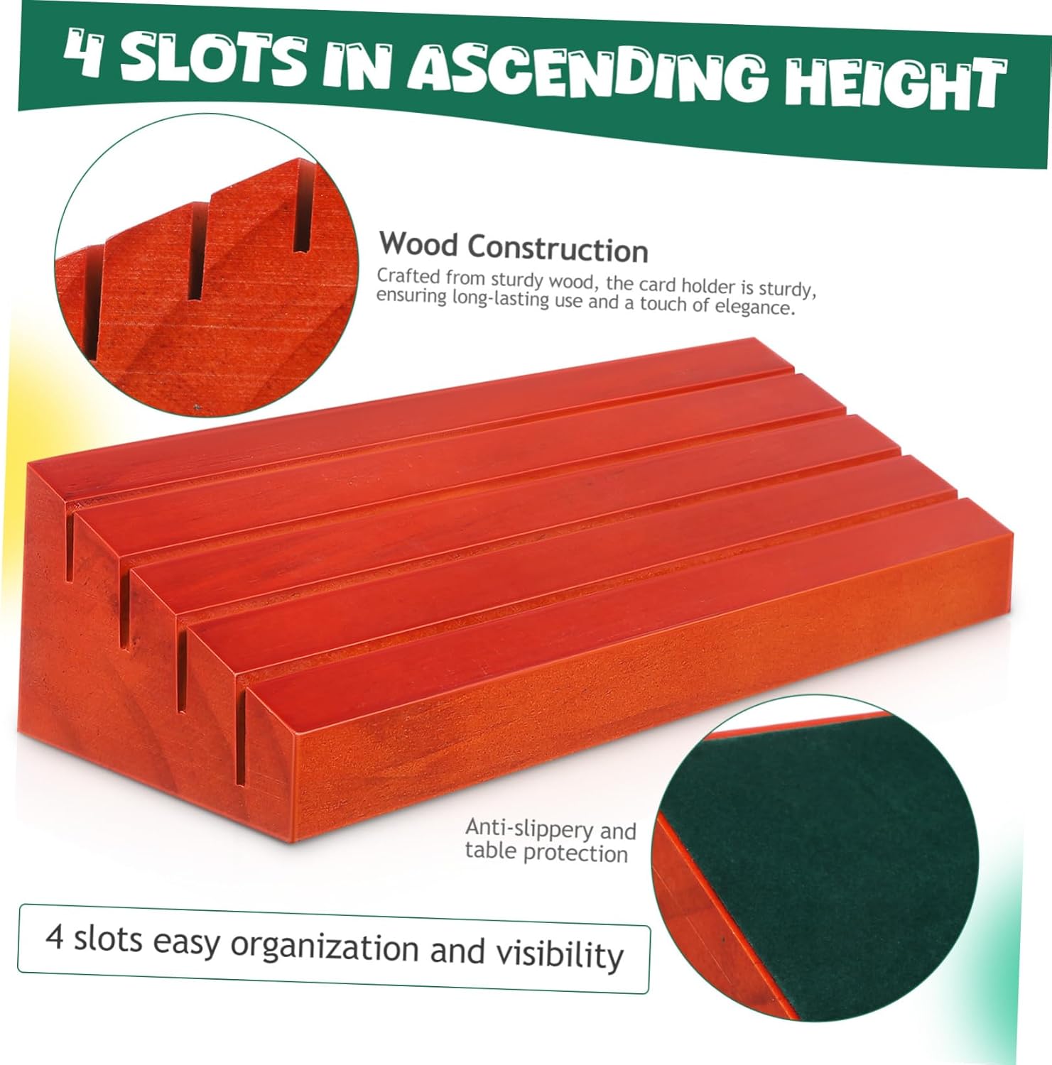 2pcs Wooden Playing Card Holders with Stable Base Bridge Card Stands for Tabletop Gaming Convenient Vertical Display for Parties and Game