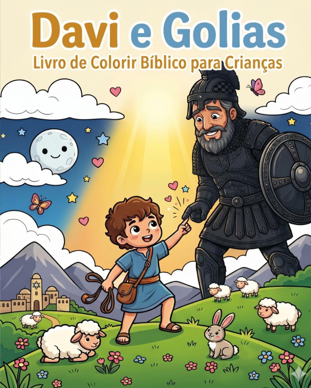 Davi e Golias: Livro de Colorir Bíblico para Crianças - PequiFé Kids