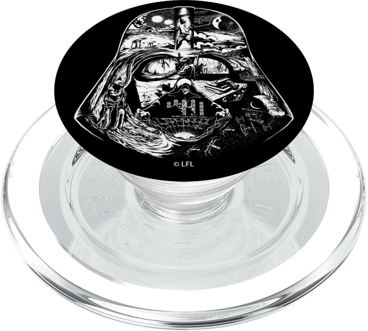 Star Wars Darth Vader Helmet Saga Black And White PopSockets MagSafe PopGrip for iPhone