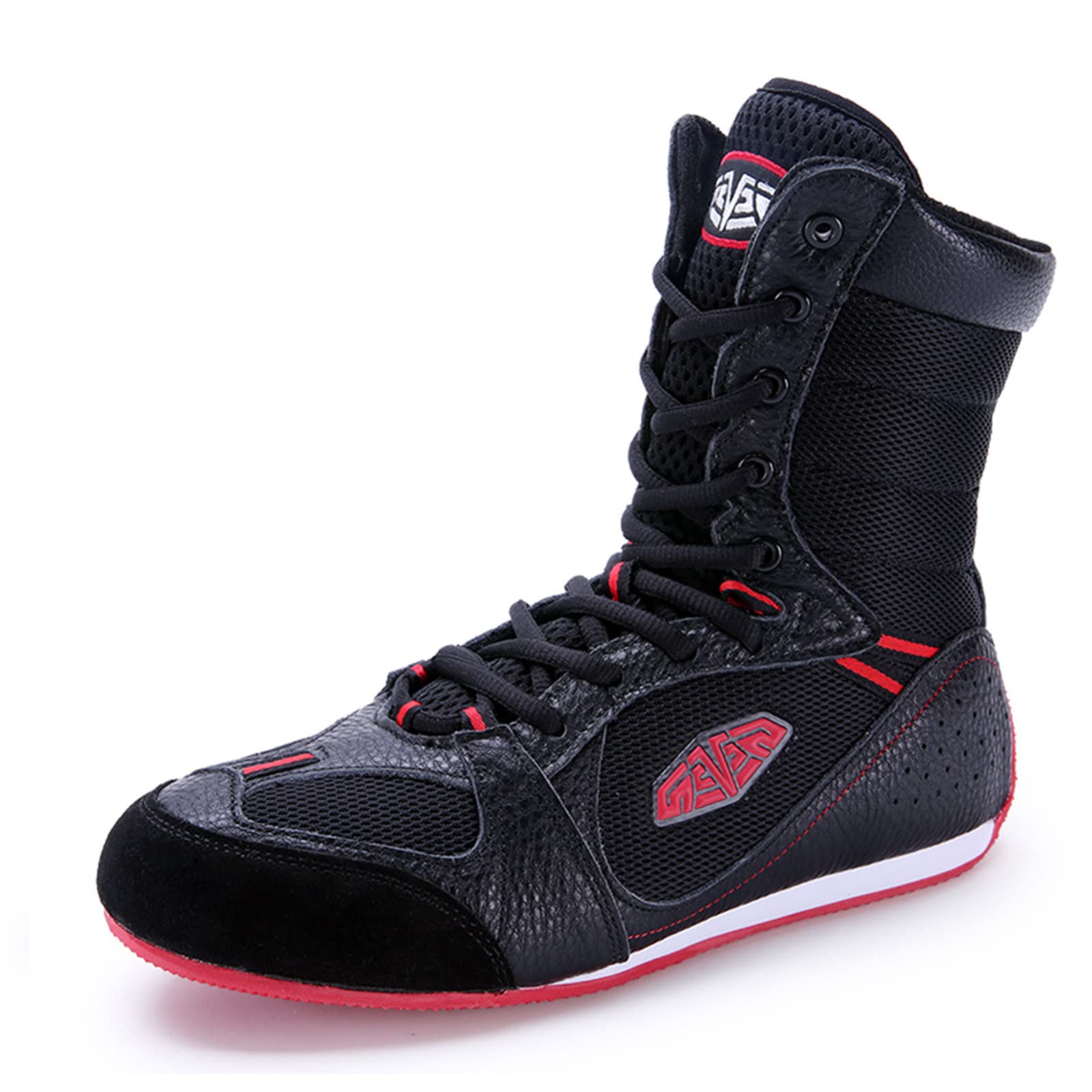 High Top męskie buty bokserskie, sparingowe bokserki, trampki, ochraniacze kostki, przysiady, lekkie kulturystyka, podnoszenie ciężarów, buty MMA, czarne, 37