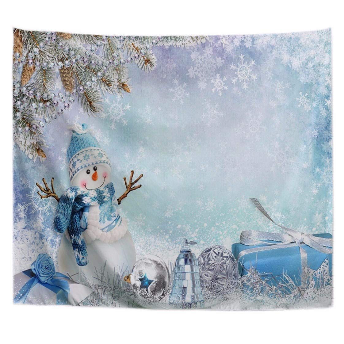 A.Monamour Arazzo da Parete Mandala Simpatico Pupazzo Di Neve Che Gioca Nella Neve, Decorazione Delle Vacanze Di Natale, Immagine Del Fiocco Di Neve Telo Tessuto Tenda Arazzi Murale Decorazione
