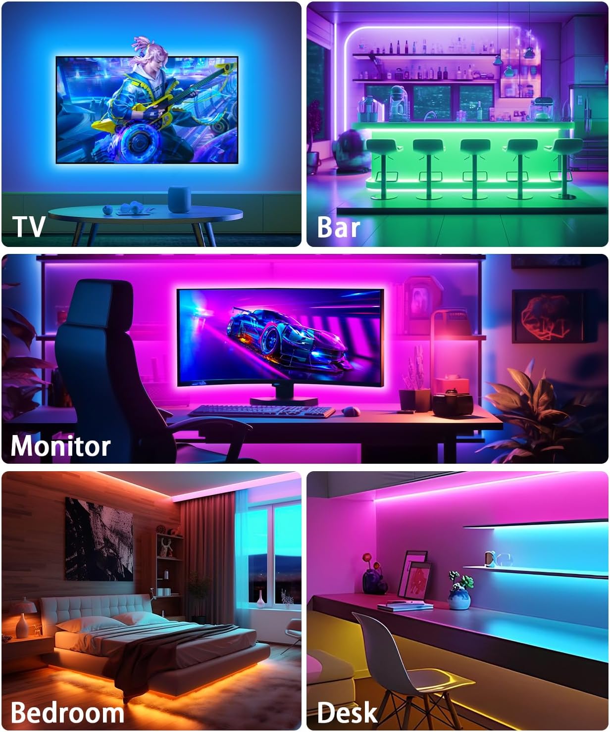 TV LED Lights, 16.4ft for 55-70 Inch, Backlight That Sync With TV, APP Remote Control USB Strip for Bedroom Christmas Room Decor