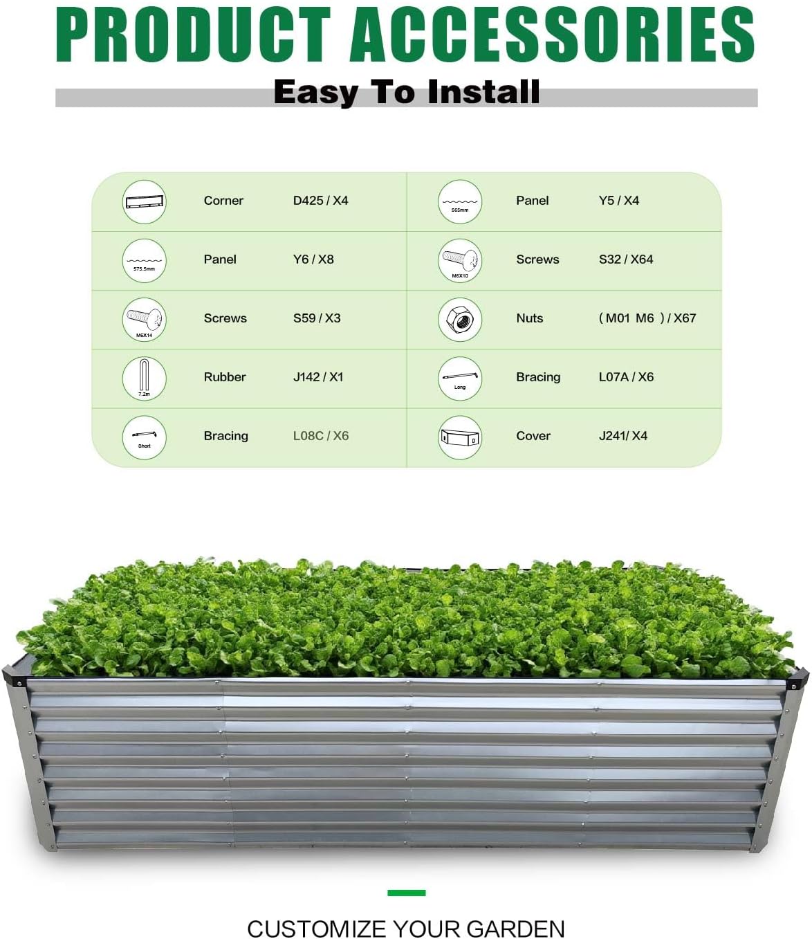 GrowHaus 8x4x2FT Galvanized Raised Garden Bed, Planter Boxes Outdoor Large Metal Garden Beds for Planting Vegetables Flowers Herbs Rectangle Silver