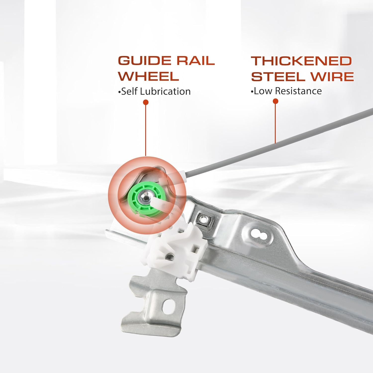 Front Left Driver Side Power Window Regulator Without Motor Compatible for 2009-2012 Infiniti FX35, 2013 FX37, 2009-2012 FX50, 2014-2017 QX70, Replacement 80721-1CA0A, 80721-1CA0B, 80721-1CA0C