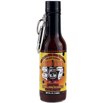 Pack of 6 Mad Dog 357 Hot Sauce Collectors Edition w/ Bullet Keychain 5oz