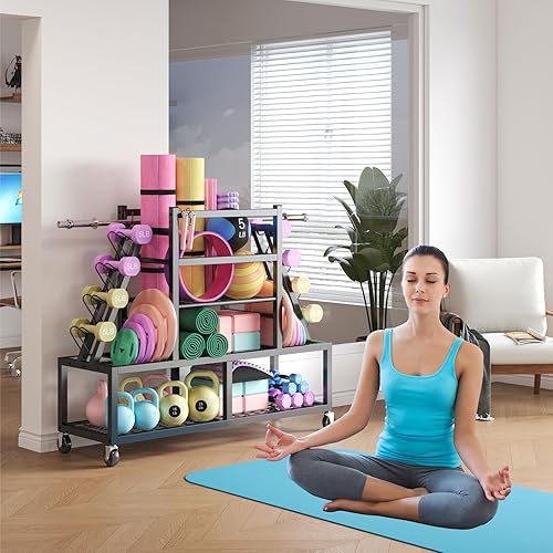 Miniatura 6 de Estante de pesas para mancuernas, estante grande para mancuernas para almacenamiento de gimnasio en casa, organizador de almacenamiento de