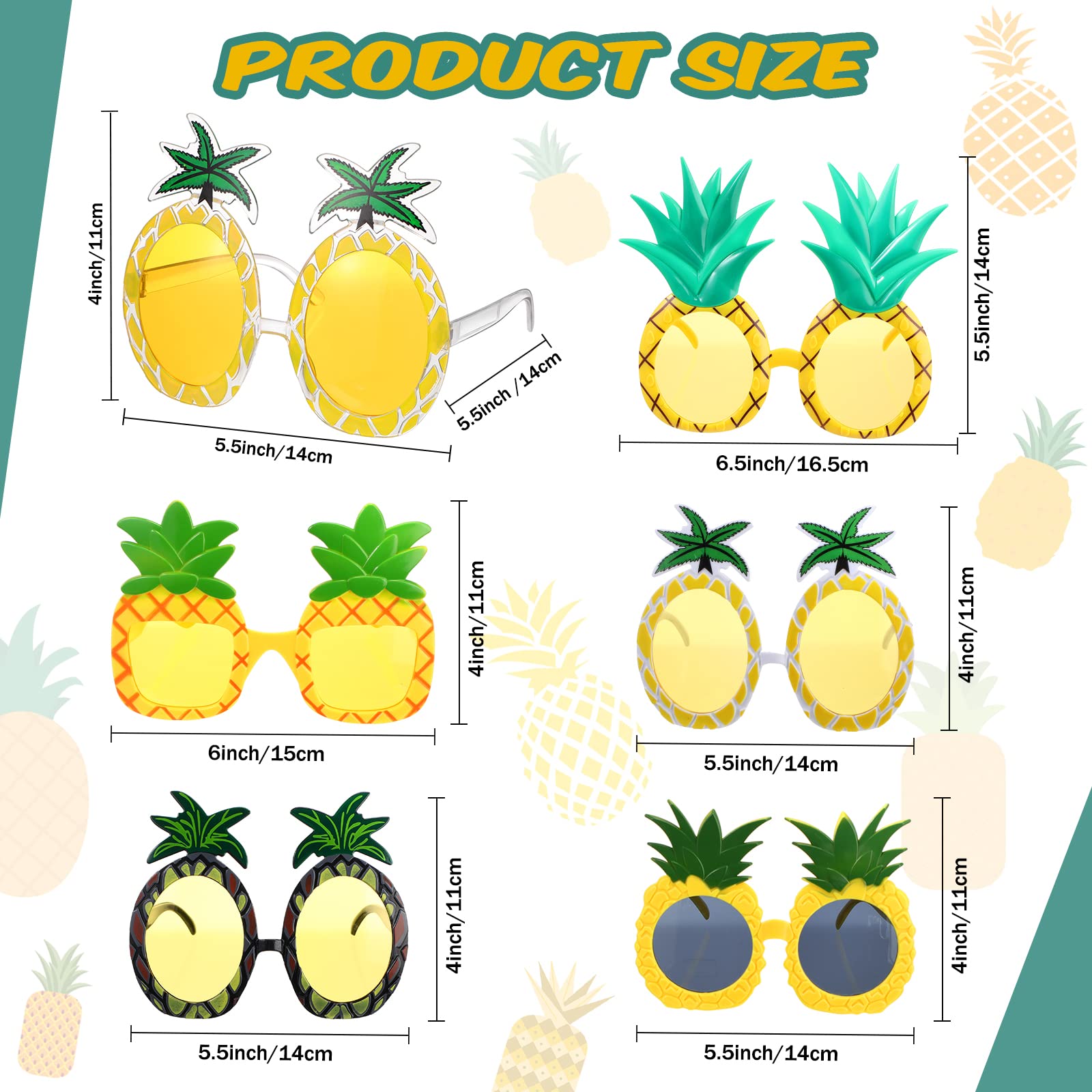 Liliful 12 par okularów przeciwsłonecznych Fiesta Tropical Ananas Śmieszne okulary przeciwsłoneczne ananas okulary hawajskie akcesoria na imprezę Luau urodziny lato plaża tematyczne upominki