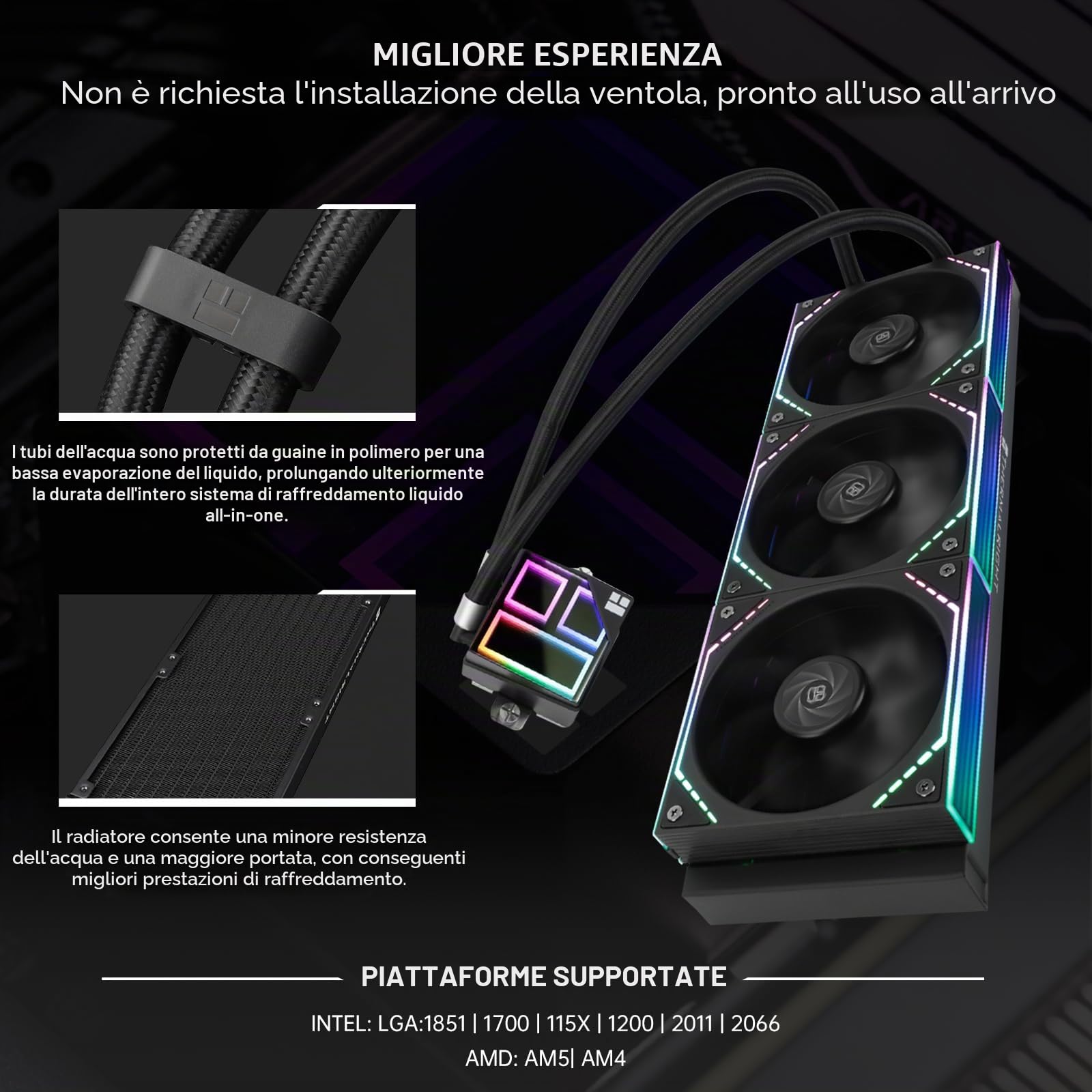 Thermalright - Frozen Infinity 360 - Raffreddamento A Liquido Aio - Ventole Da 120 Mm - Argb Intel Amd - Nero