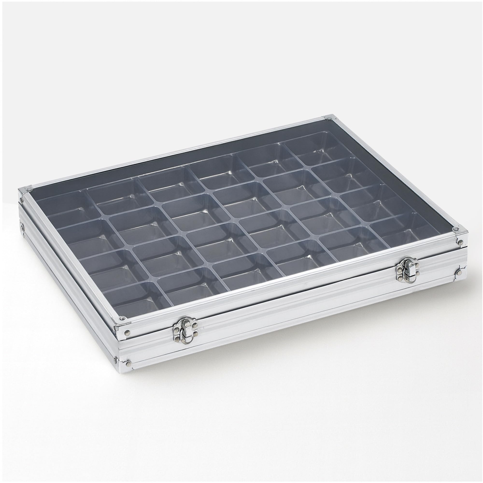 SAFE 5881 Vitrina de colección de aluminio con tapa transparente | Estuche para minerales, Lego, ladrillos y mucho más. | Formato: 65 x 395 x 300 mm