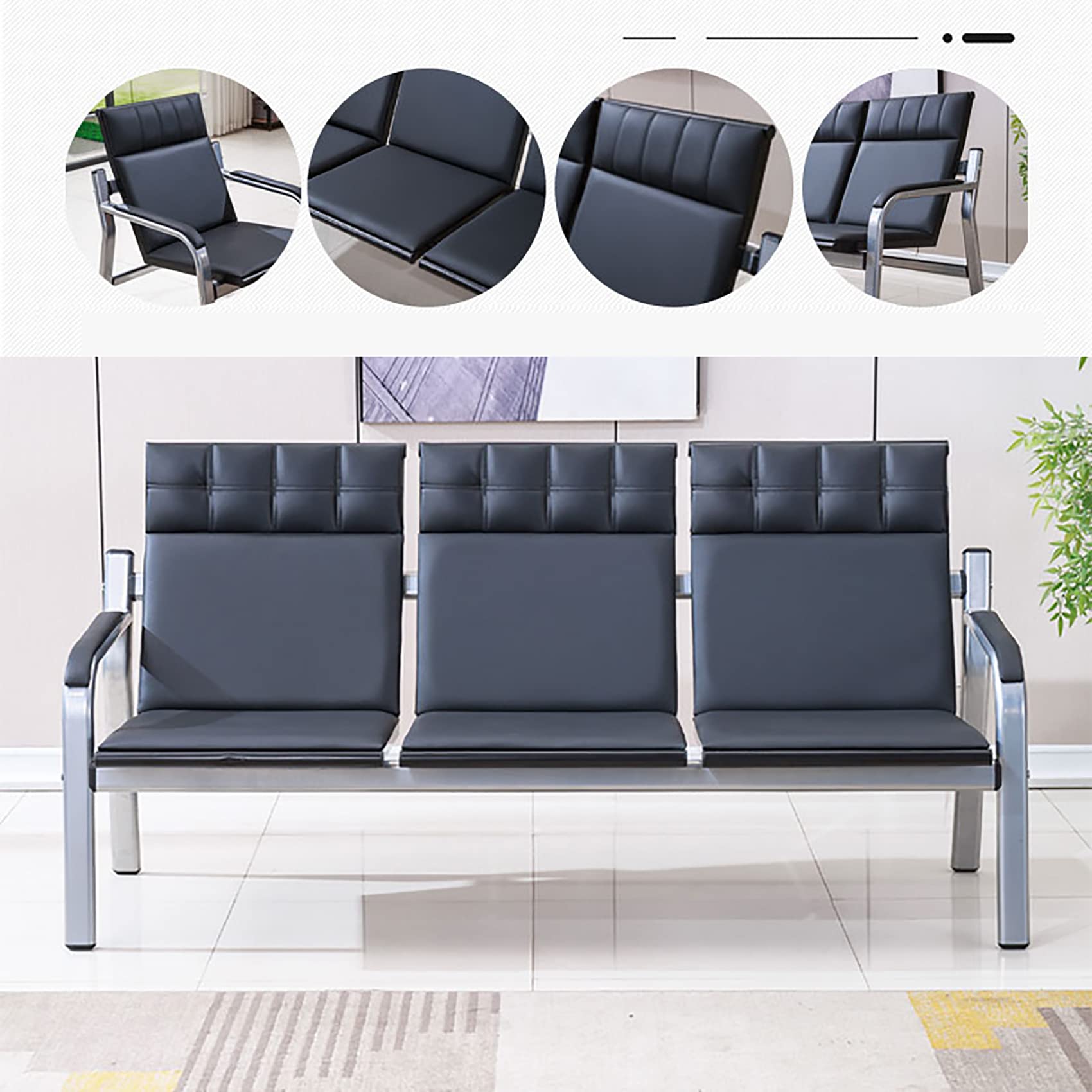 Amazon.co.jp: TRAGLO ブラック レセプションチェア 68*184*90cm 空港