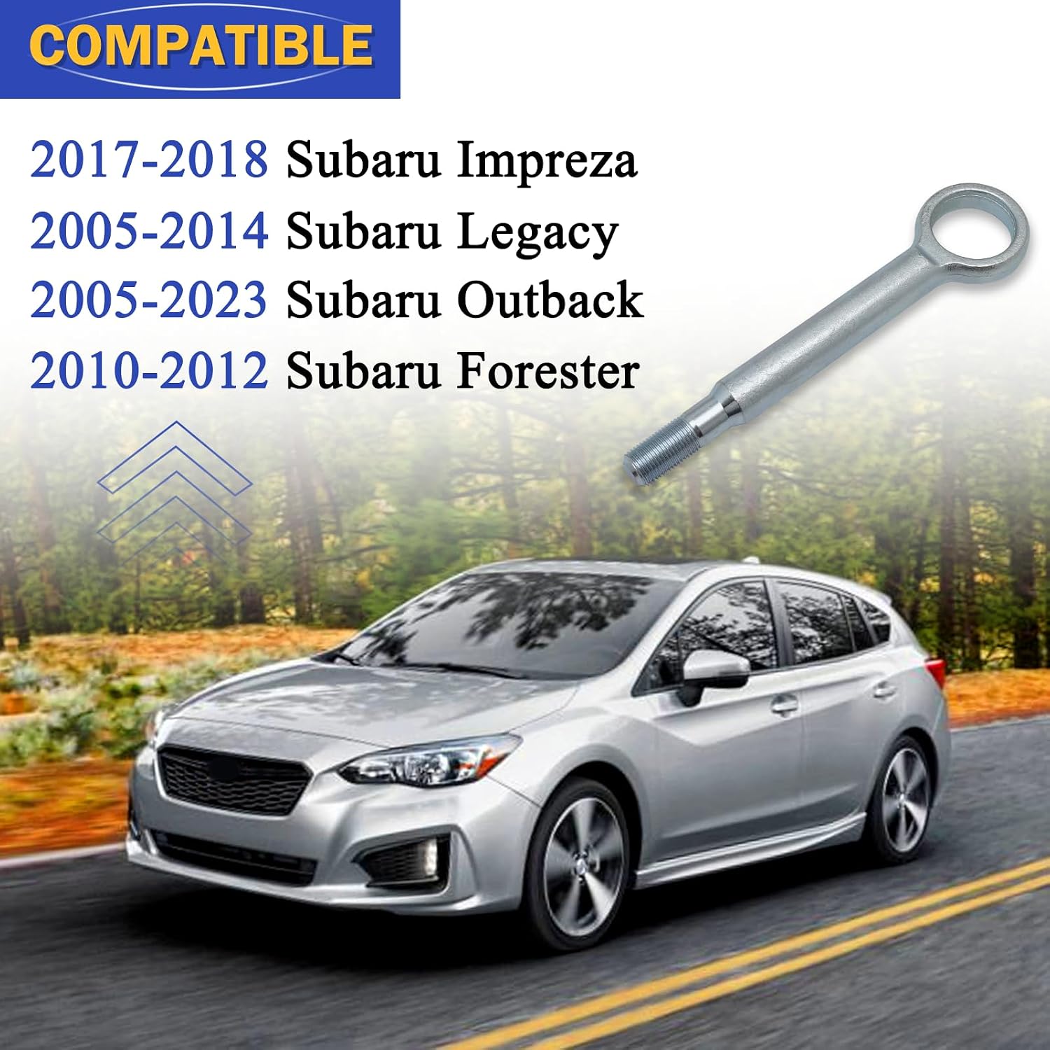 X4XZ Front Tractive Tow Hook Recovery Towing Hook for 2005-2023 Subaru Outback Legacy Impreza Forester # 57805-AG00A