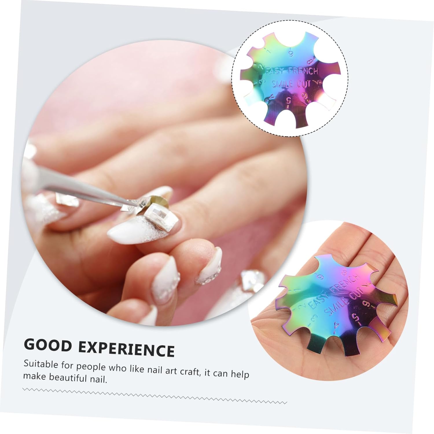 FRCOLOR 1pc Stainless Steel Nail Art Plate Nail Template Stencil for Women Girls Easy to Use Clean Lightweight Portable for Home Salon