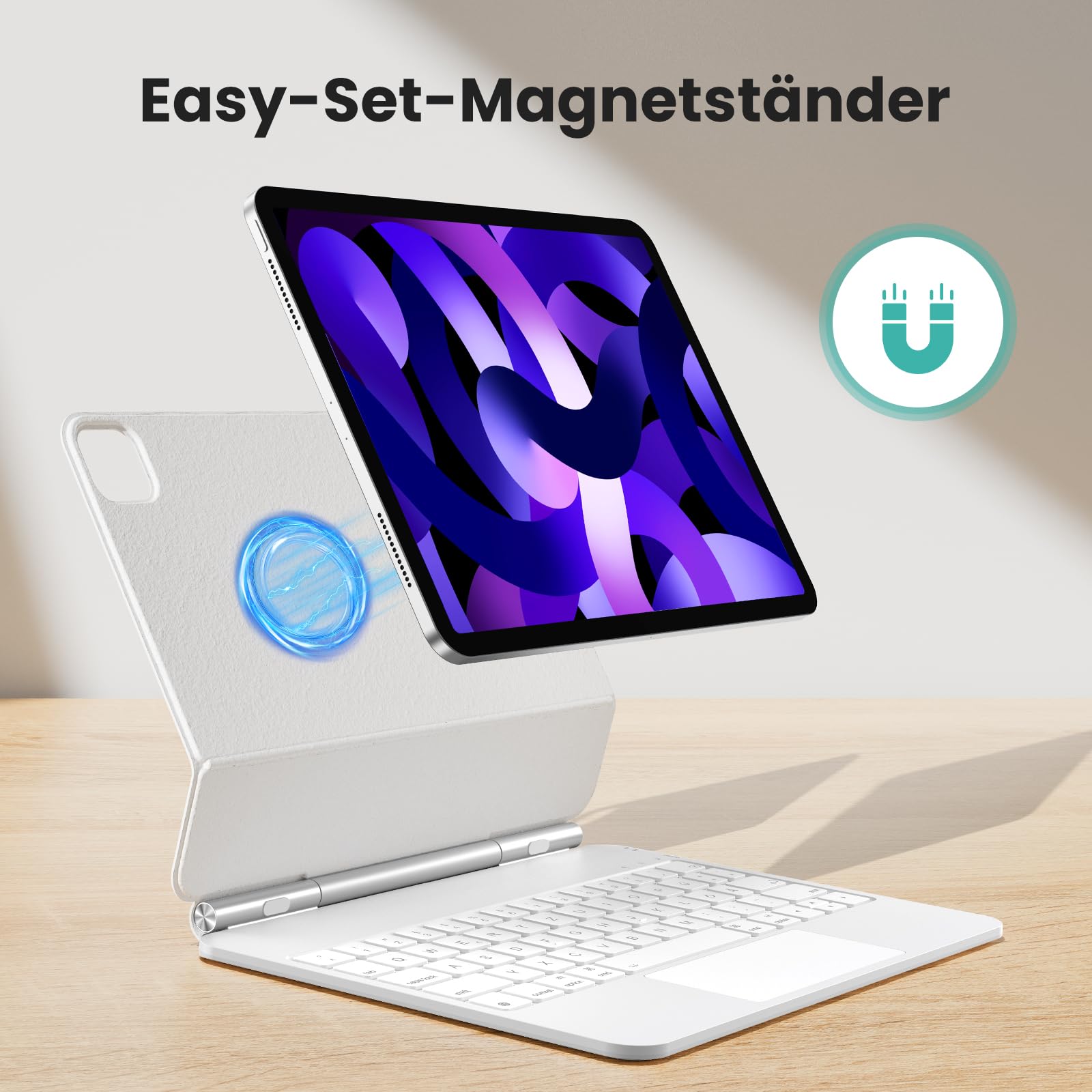 TECURS Tastatur Hülle für iPad Air 11 Zoll (M4, M3, M2, 2026, 2025, 2024), iPad Pro 11" (1,2,3,4 Gen) & Air 5/4, Magnetische Magic Keyboard mit Trackpad, Beleuchtete Tasten, QWERTZ, Schwarz
