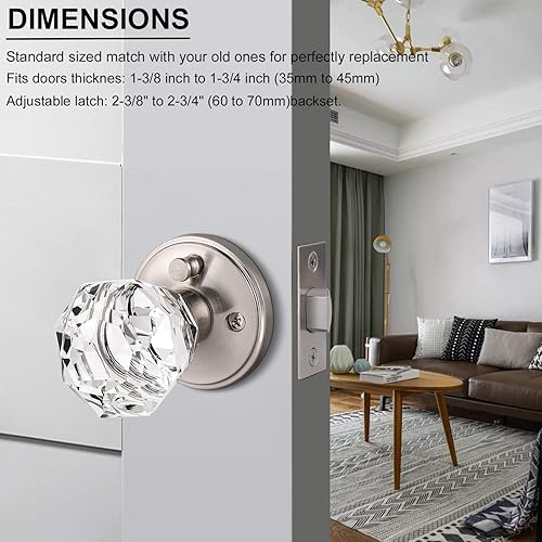 Miniatura 5 de Knobonly Paquete de 6 pomos de privacidad para puertas interiores, dormitorios y baños con cerradura, moderna perilla de puerta sin llave con