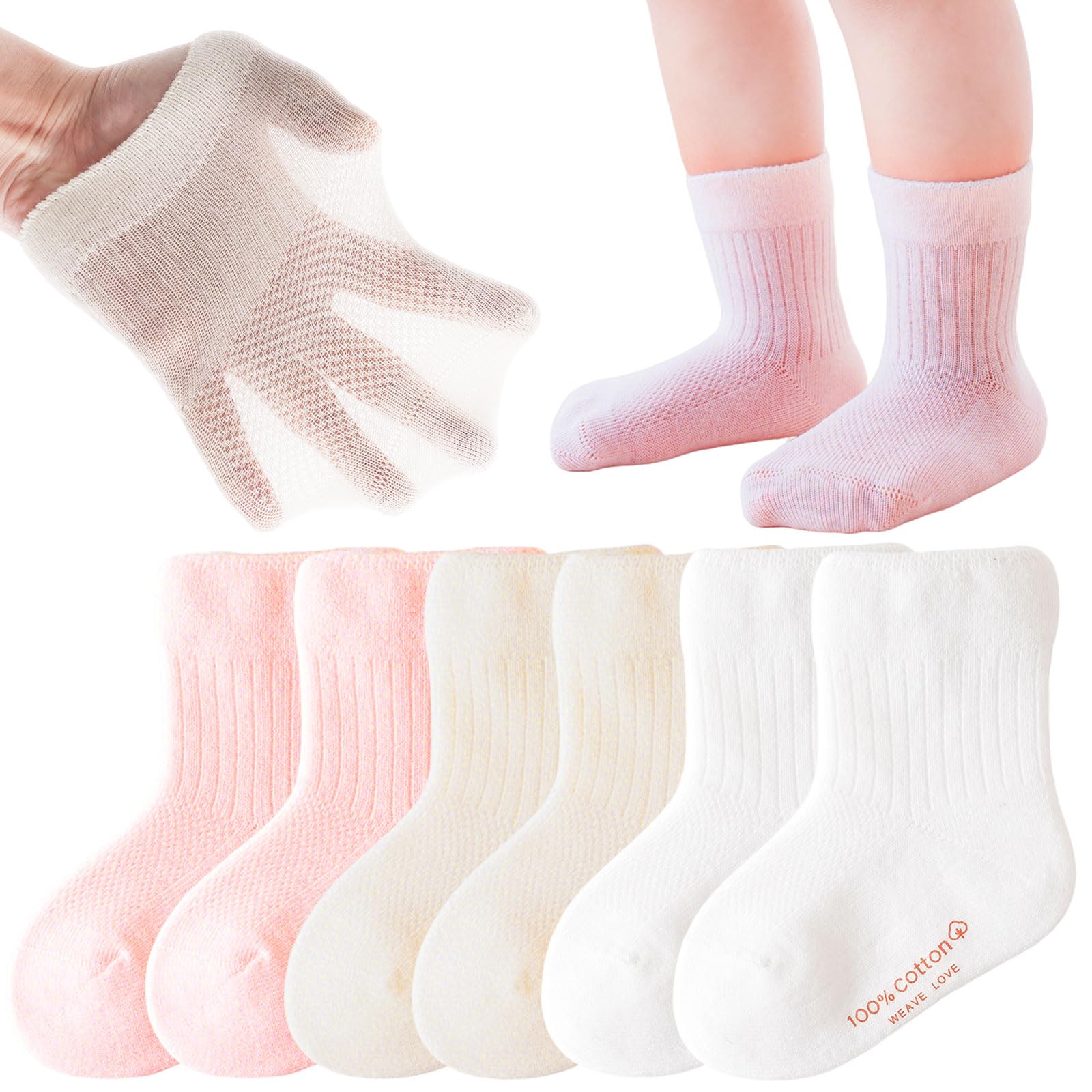 Calcetines de Algodón transpirables 6 pares Bebés Calcetines de verano Niñas Niños — view 7