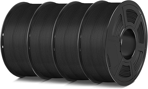 SUNLU 4KG Paquete de Filamentos PLA Mate, Filamento para Impresora 3D PLA con Acabado Mate de 1.75 mm ±0.02 mm, 1kg por Bobina, 4 Paquetes (Negro+Negro+Negro+Negro) | Bobina de 1 kg, 4 paquetes, acabado mate suave, filamento perfectamente enrollado, impresión con 99% de impresoras 3D FDM
