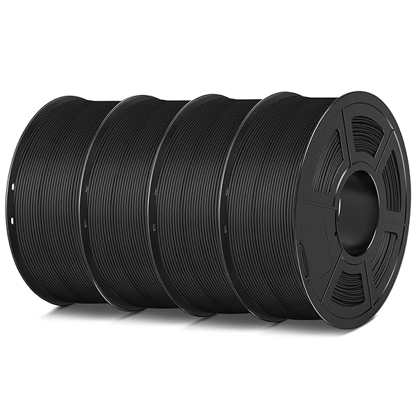 SUNLU 4KG 3D Printer Filament Bundle PLA Matte 1.75mm, Neatly Wound Filament with Matte Finish, Print with 99% FDM 3D Printers, 1kg Spool (2.2lbs), 4 Packs, Black*4