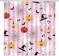 Vista 10 de GCTNBJL Cortina de ducha de Halloween, espeluznante alquimia bruja, tablero de ouija, murciélago, cráneo, hongo gótico, luna, estrella, bohemio