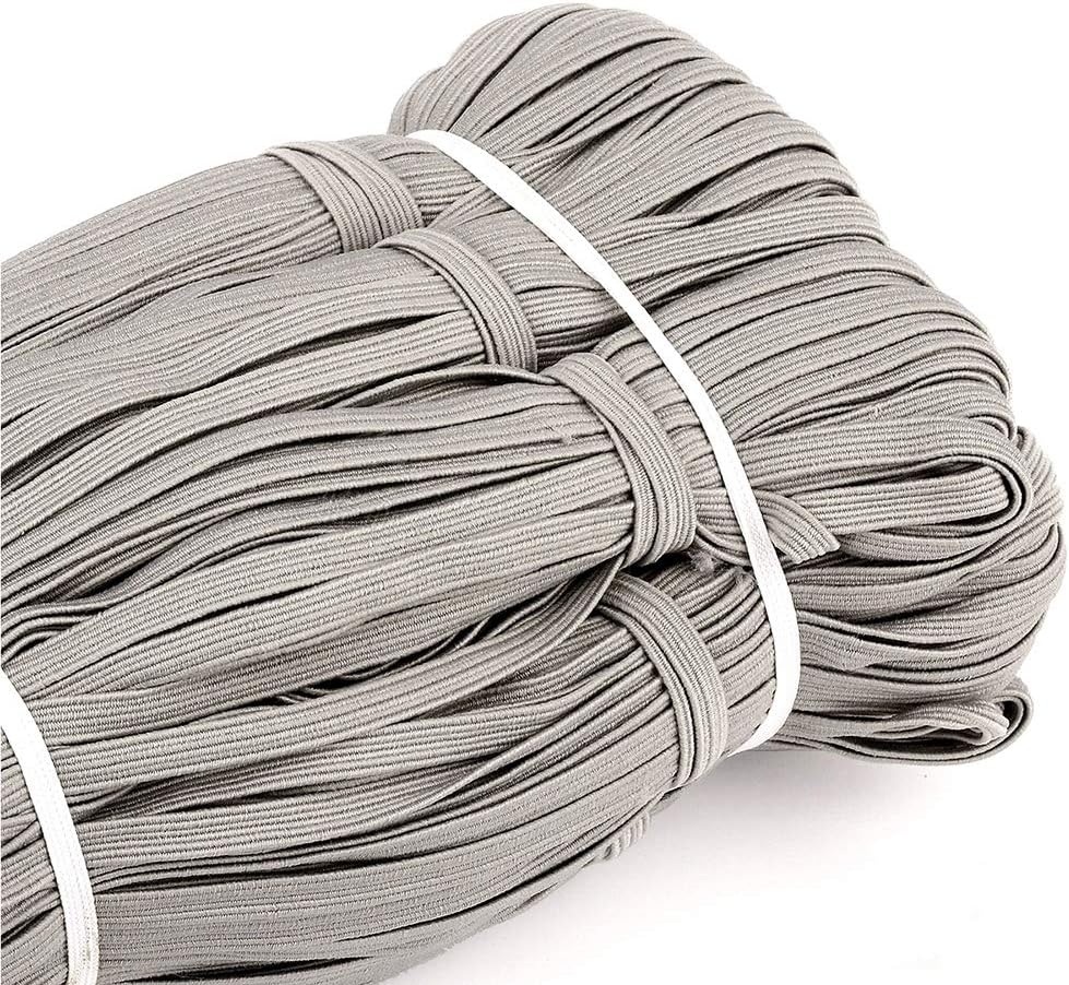 Heflashor 33 Yards Flat Elastic Band, 1/4 inch-6mm Elastic String Cord Elastic Bands Rope, Braided Stretch Strap Cord Roll for Sewing and Crafting, Braided Elastic Cord Elastic String, 34 Yards-30m
