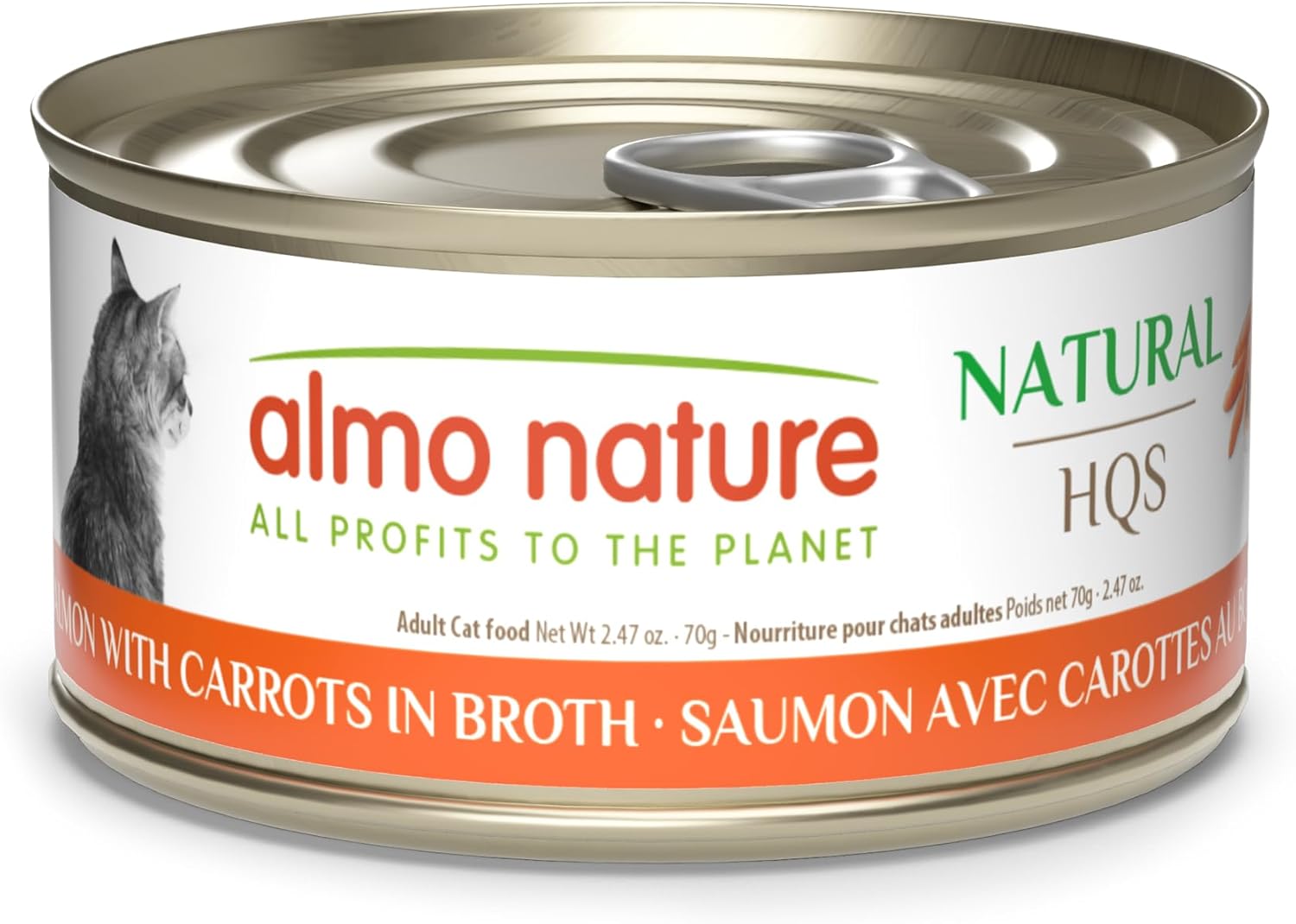 almo nature HQS Natural Wet Cat Food Salmon with Carrots in Broth, Grain-Free, 2.47 oz (Pack of 24)