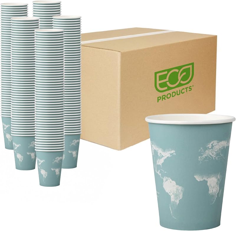 ECO PRODUCTS World Art Tazas de café desechables, tazas de café con leche, 12 oz, paquete de 1000