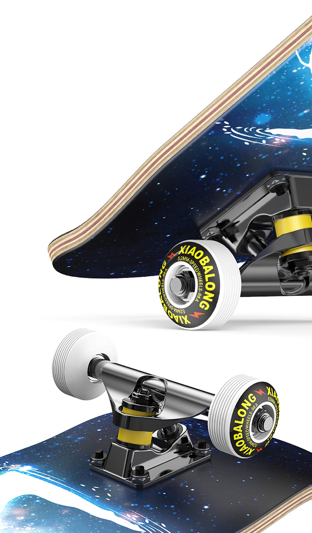Skateboard Completo, 30 * 8in 9Capas Maple Wood Tabla de Skate Retro, PU Alta Velocidad Rueda +ABEC-11Rodamientos, para Principiantes y Profesionales