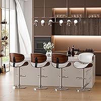 Vista 7 de Bar Stools Set of 2, Adjustable Swivel Leather Bar Stools for Kitchen Island, Mid Century Modern Counter Height Bar Chairs Barstools with Back &