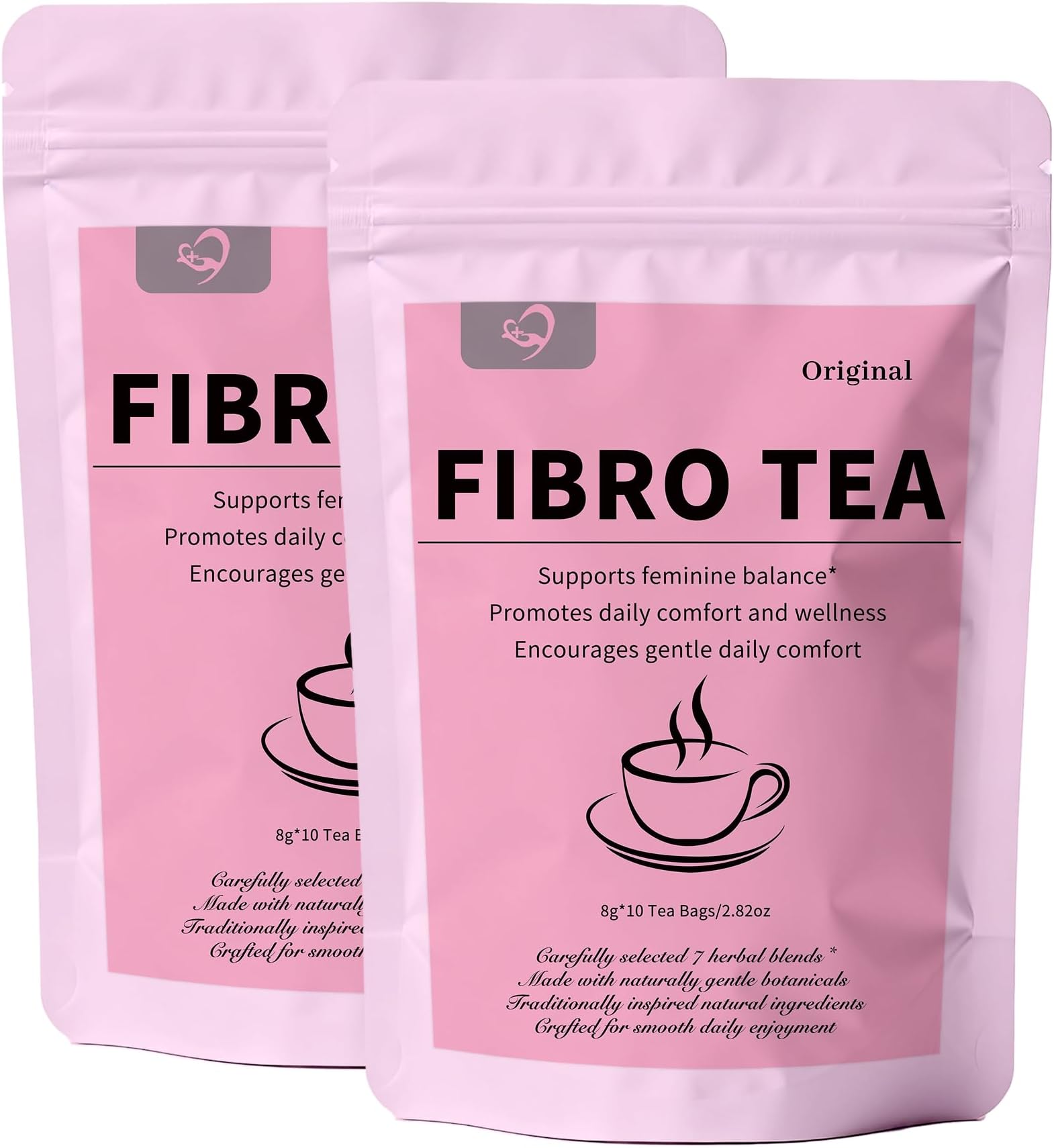 Fibro Tea, Pack of 2, Herbal Tea for Women Daily Wellness, Organic Herbal Blend with Brown Sugar & Flos Lonicerae, Caffeine-Free