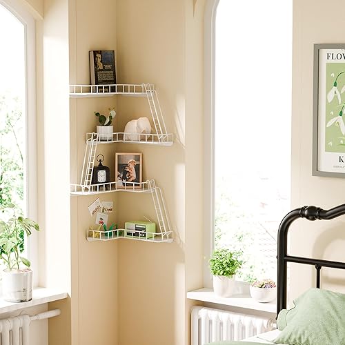 Miniatura 5 de Estante de pared Fire Escape  Estantes de pared esquineros de 4 niveles de estilo urbano moderno, estante de escalera de metal fácil de instalar