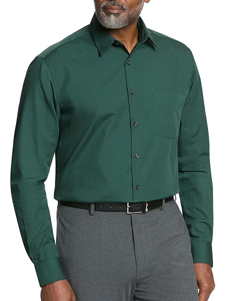 Van Heusen, Camicia da uomo, vestibilità regolare, tessuto popeline, tinta unita, 44 cm Collo 86 cm- 89 cm Manica