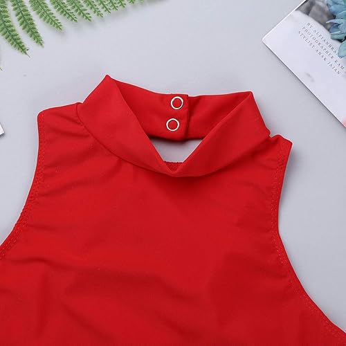 Miniatura 5 de Hularka Camiseta sin mangas con cuello alto falso y espalda cruzada para niños y niñas, camiseta deportiva deportiva para yoga y baile