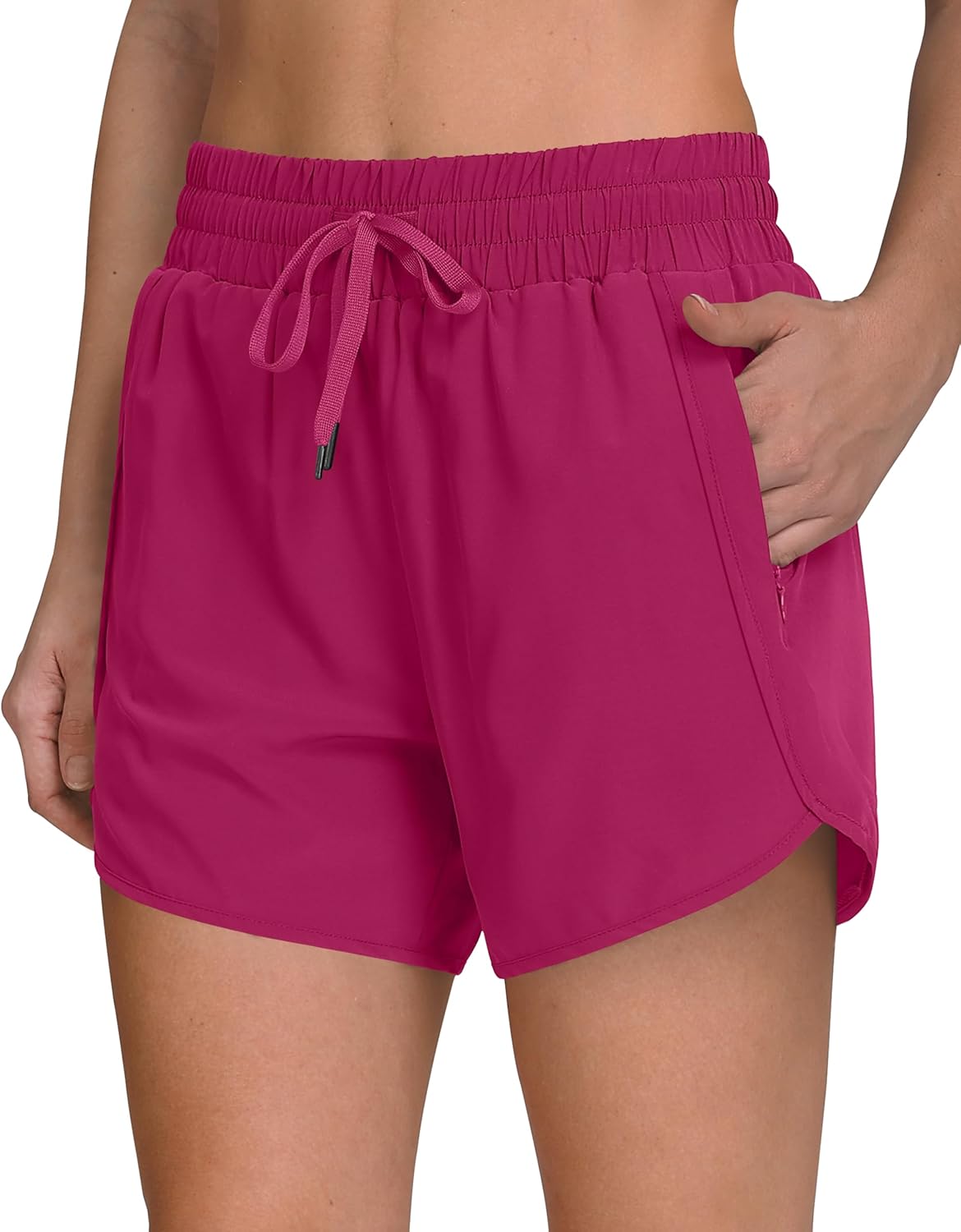 Women’s 5″ Running Shorts Quick Dry Sporty Athletic Gym Workout Shorts with Zipper Pockets Liner