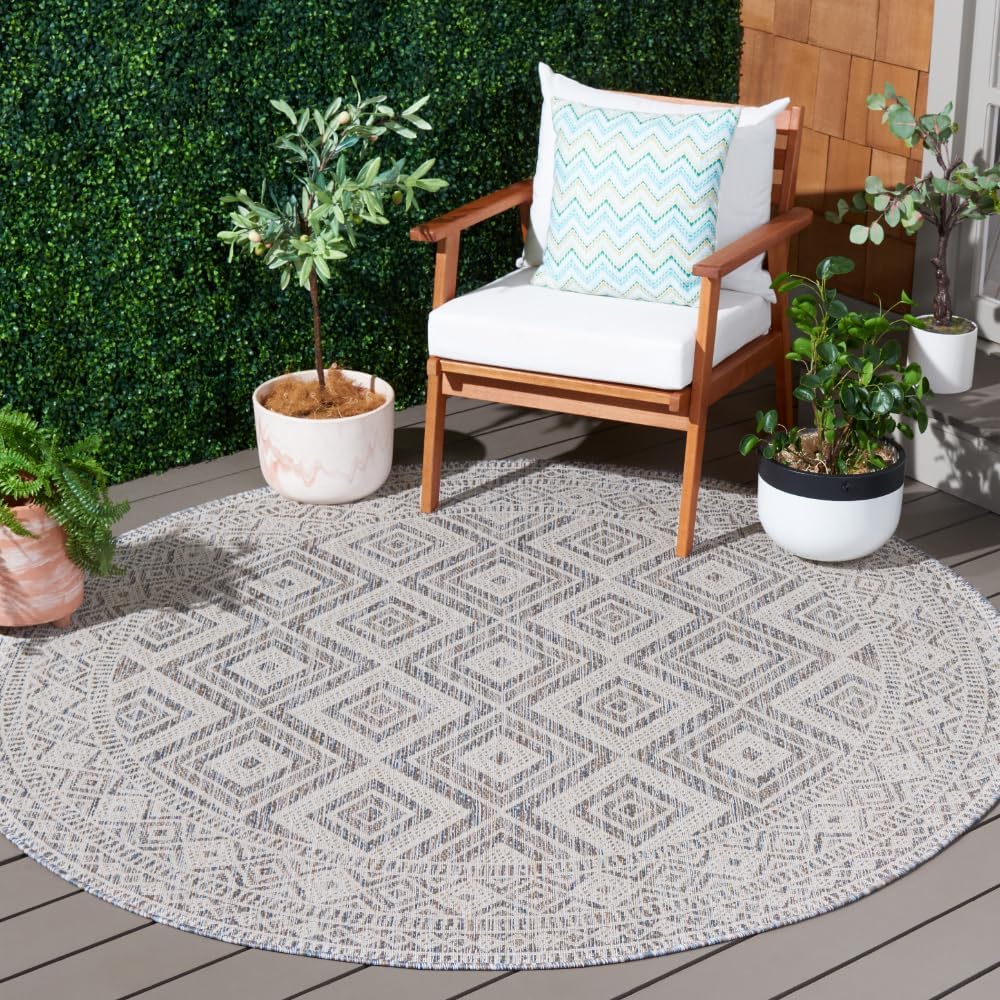 SAFAVIEH Washable Rug Outdoor Courtyard Collection - 2'3" x 8' Runner, Ivory & Light Grey, Non-Shedding & Easy Cleaning, Ideal for Patio, Entryway, Mudroom, Hallway, Kitchen (CY8998-55321)