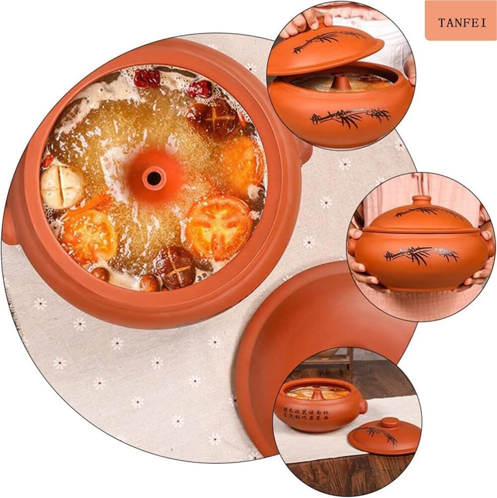 Auflauf-Keramik-Kochtopf, Auflauf-Suppentopf, Keramik-Yunnan-Suppen-Essen-Kochtopf Mit Griff, Dampfgartopf For Die Heimküche(0.9L)