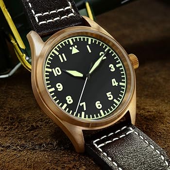 SAN MARTIN 自動巻き 腕時計 ブロンズ Amazon | サンマーティン時計ブロンズメカニカルパイロットメンズ