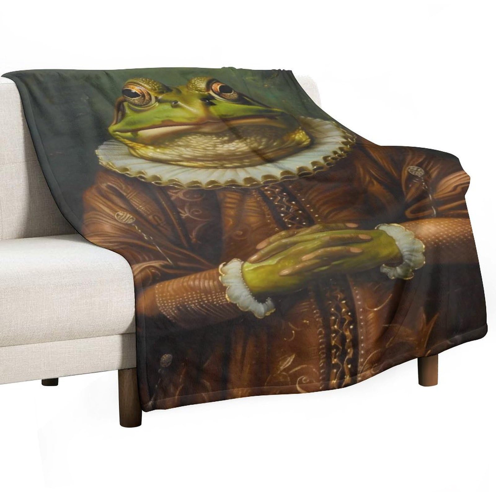 YHGSREUOH Frog Mona Lisa 01 Flannel Blankets Fleece Soft Throw Lightweight Plush Gifts for Couch, Bed, Cozy Sofa Plush, Chair, Lovers 32x48inch(80x120cm)