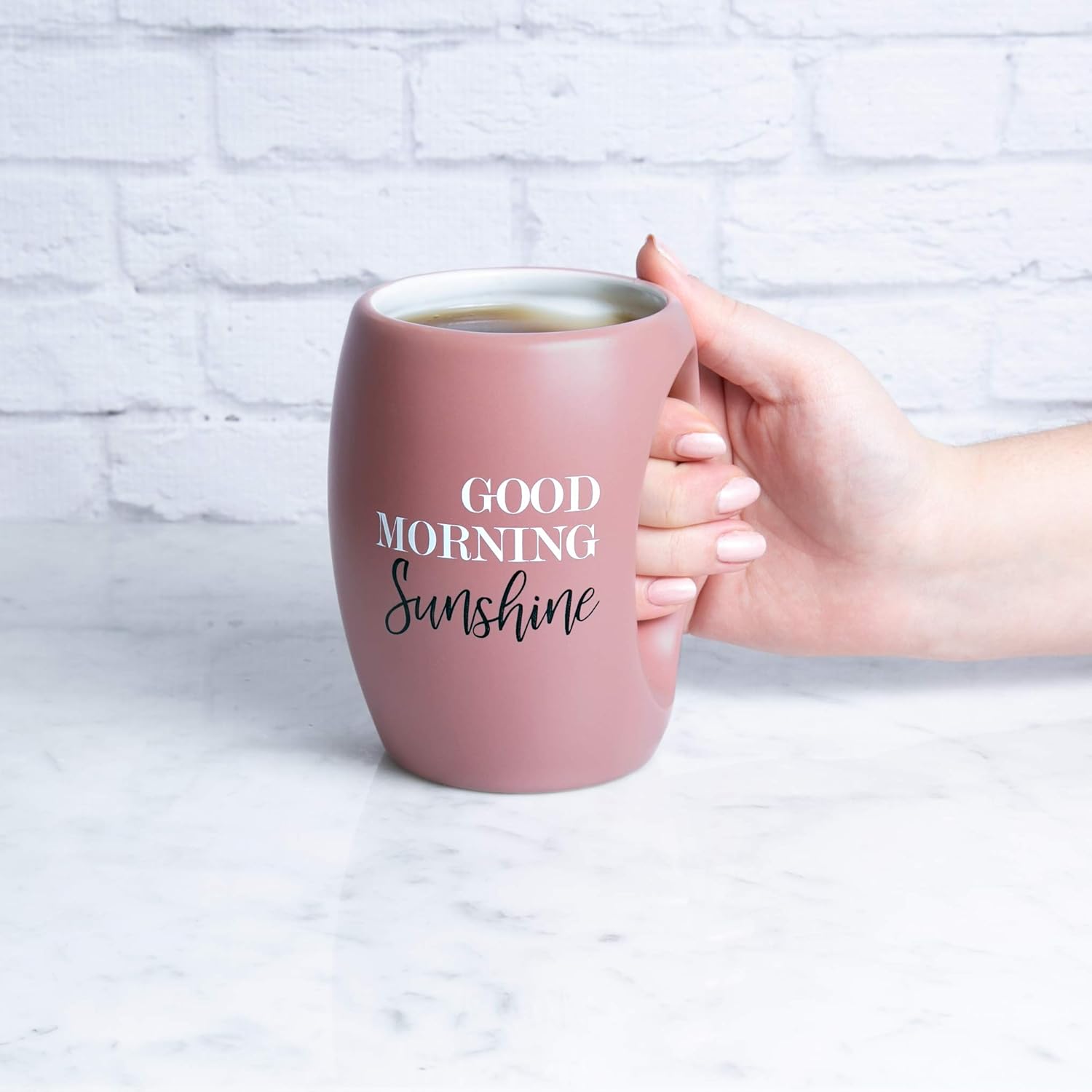 Pavilion Gift Company 10521 Pink Huggable Hand Warming 16 oz Coffee Cup Mug Good Morning Sunshine - Image 4