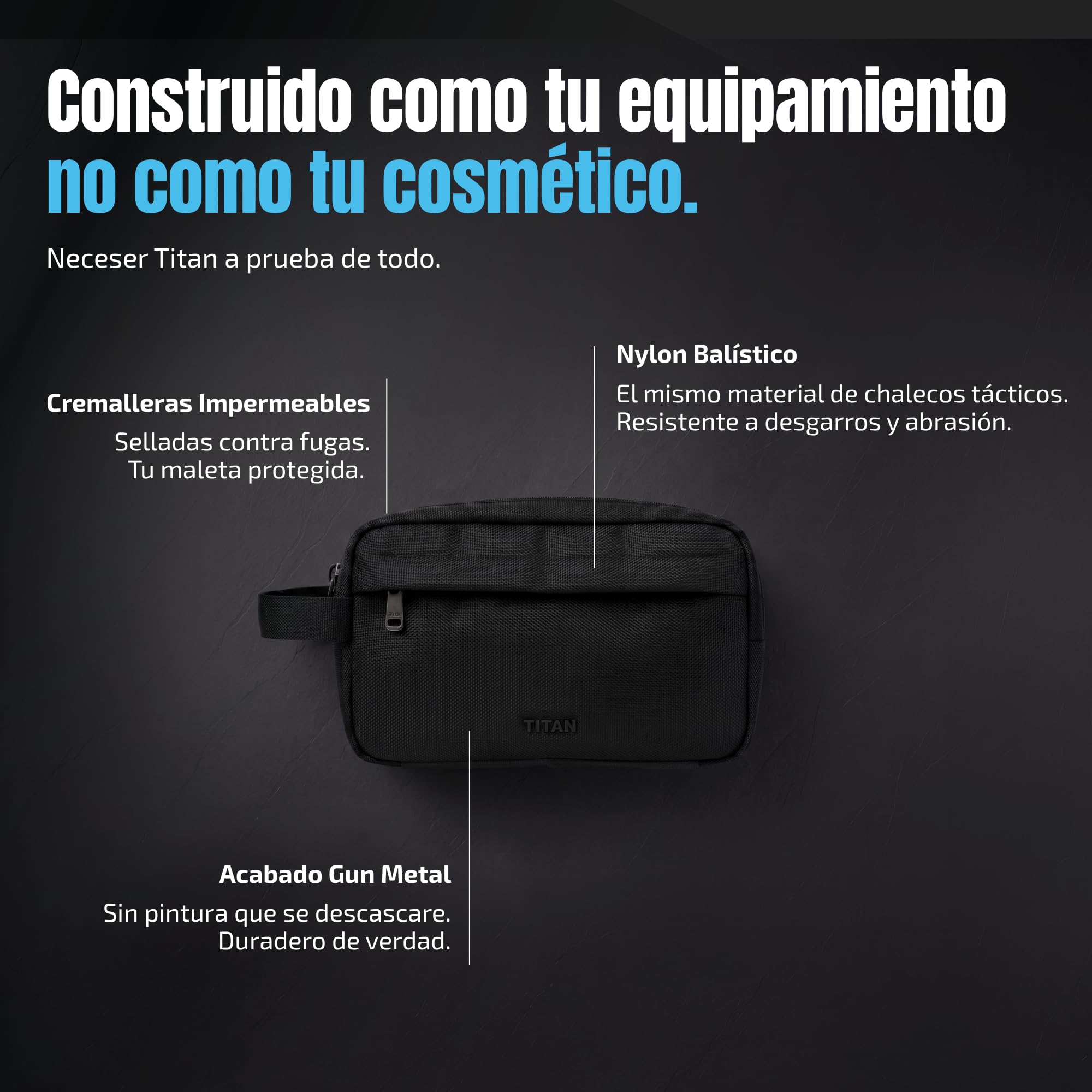 Titan Kit Cuidado Facial Hombre – Espuma Limpiadora PoreForce con Carbón Activo 150ml + Crema HydroDefend con Niacinamida y Péptidos 50ml + Neceser Nylon Balístico – Hecho en España