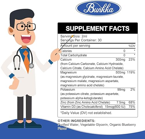 Miniatura 7 de Suplemento de potasio y magnesio, suplemento de potasio y magnesio con calcio, vitamina D3, zinc, sin azúcar y gotas líquidas veganas suplemento
