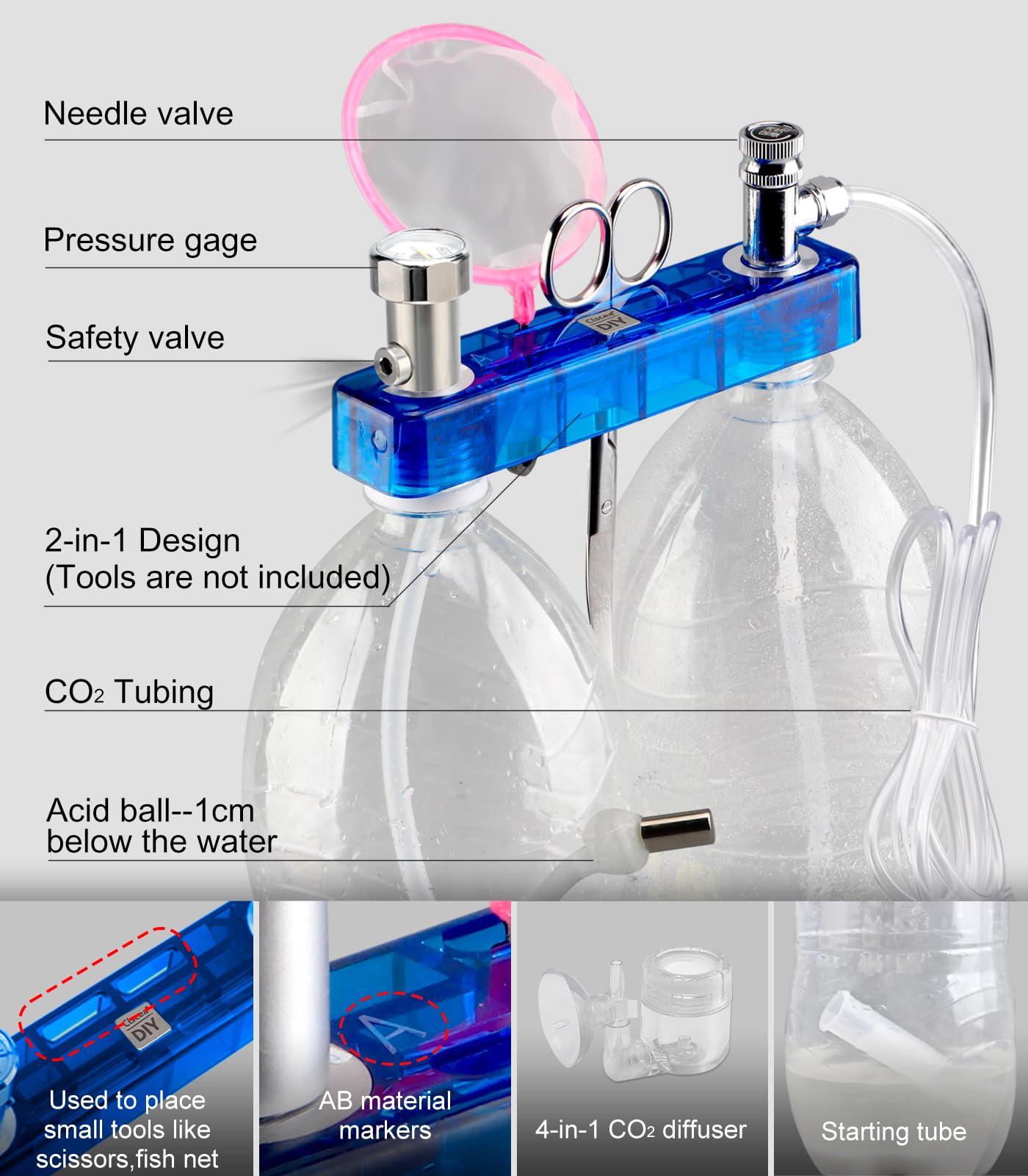 Amazon.com : CO2 Kit for Aquarium - DIY System and Diffuser 2-in-1